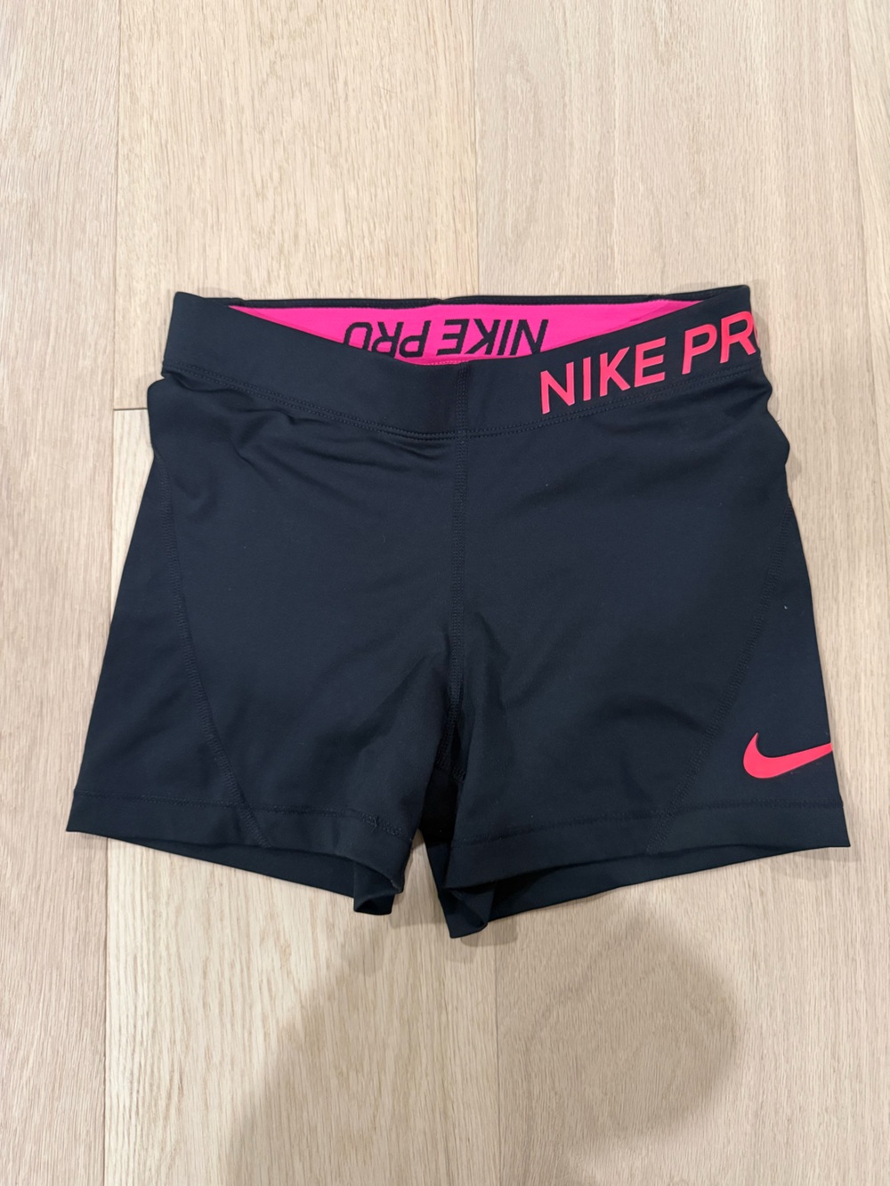 Nike Black Bike Shorts with Pink Accents
